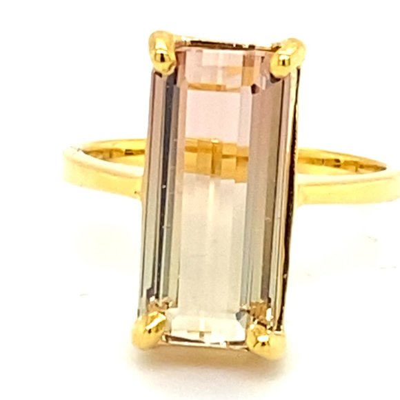 Watermelon Tourmaline 5.08ct Solid 14K Yellow Gold Ring - Picture 7 of 7